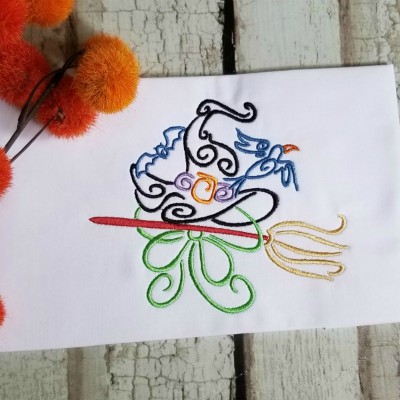 swirly witch hat embroidery design